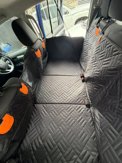 Wagvora Back Seat Extender installed across the rear seat and footwell